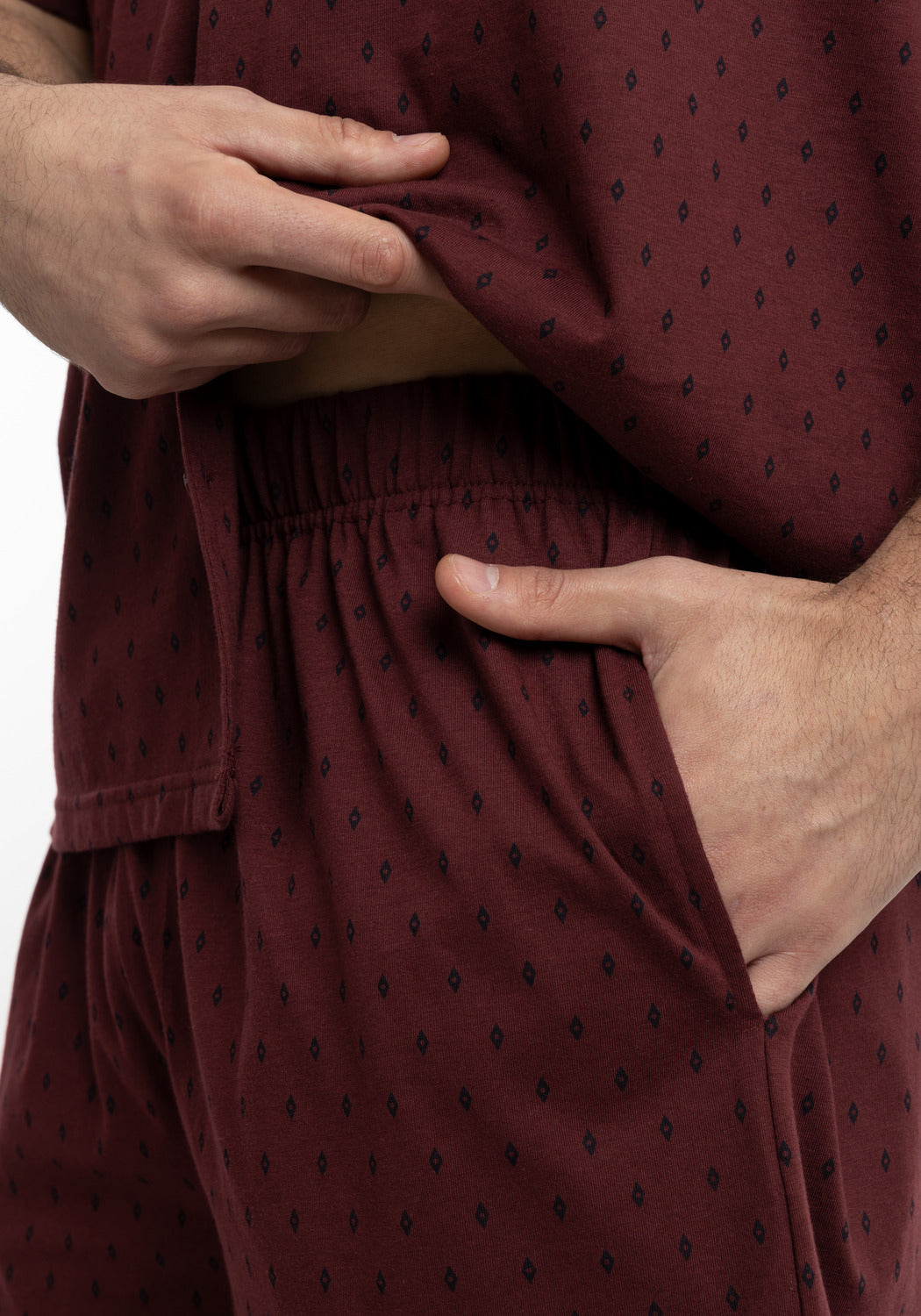 PIJAMA CORTO DE ALGODÓN BURDEO DE HOMBRE