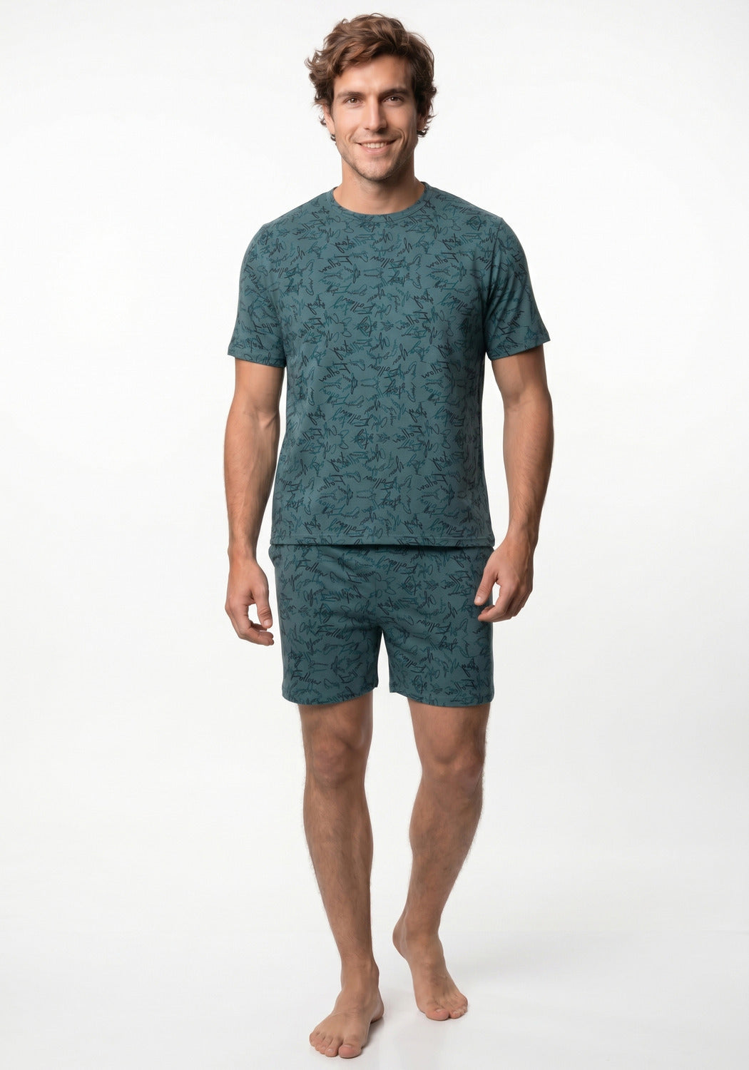 PIJAMA CORTO DE ALGODÓN VERDE DE HOMBRE