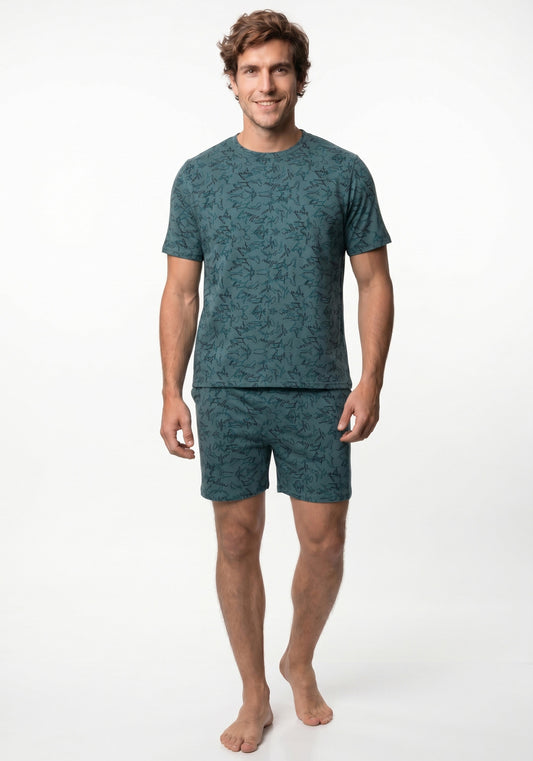 PIJAMA CORTO DE ALGODÓN VERDE DE HOMBRE