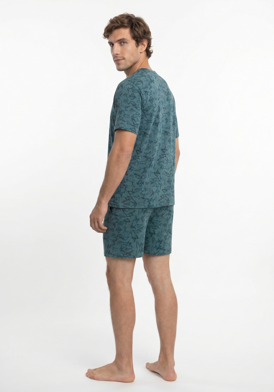 PIJAMA CORTO DE ALGODÓN VERDE DE HOMBRE