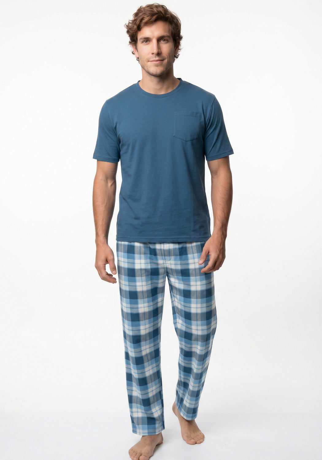 PANTALON PIJAMA DE ALGODÓN AZUL DE HOMBRE