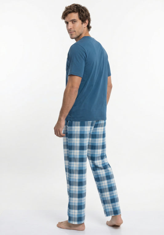 PANTALON PIJAMA DE ALGODÓN AZUL DE HOMBRE