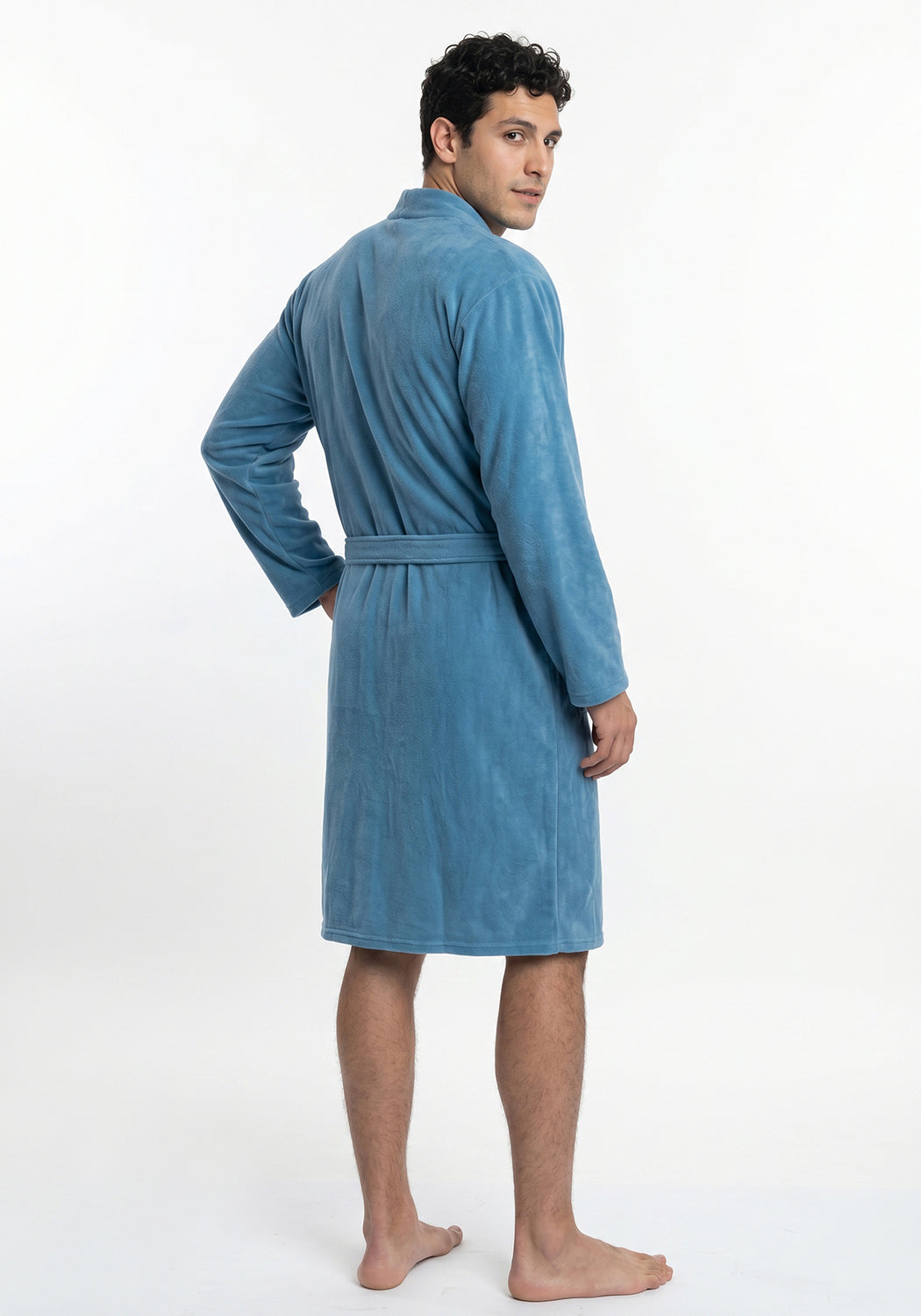 BATA DE TOALLA LARGA AZUL DE HOMBRE