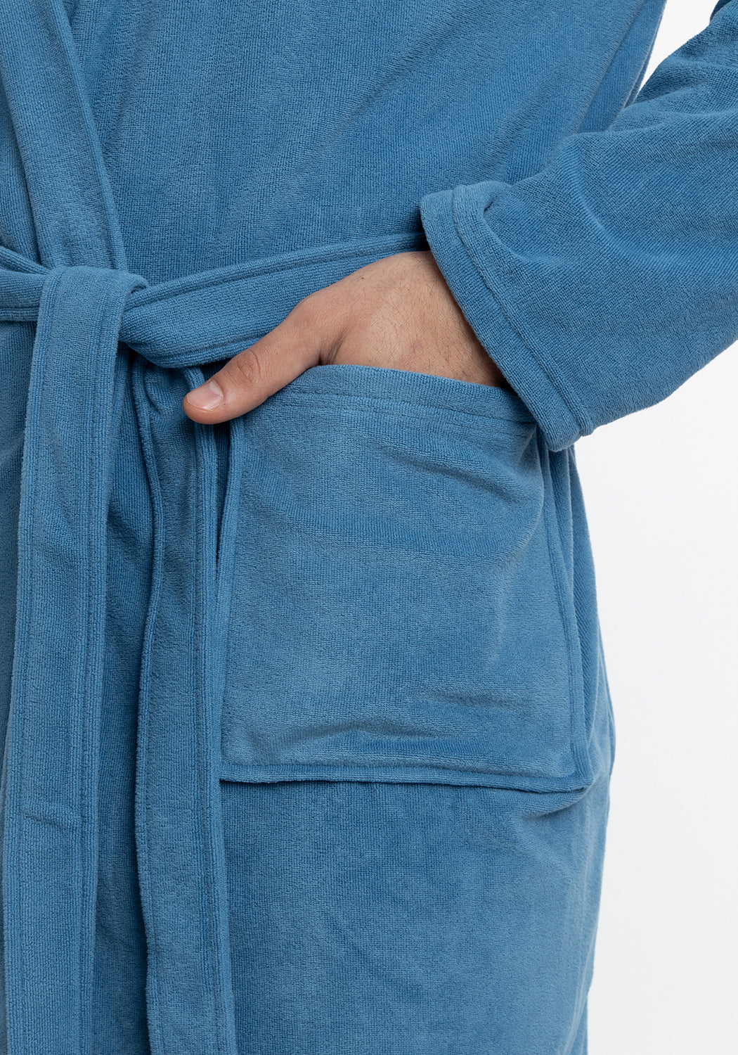 BATA DE TOALLA LARGA AZUL DE HOMBRE
