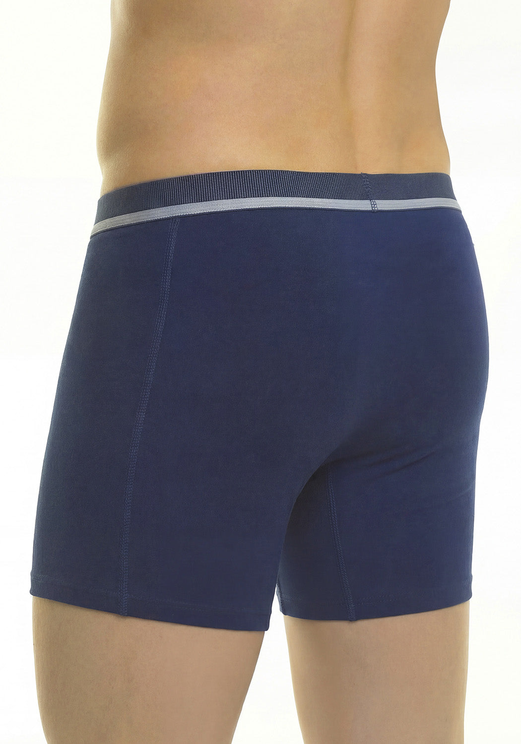 BOXER LARGO ALGODÓN LISO AZUL HOMBRE