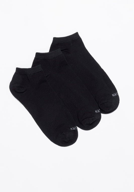 TRIPACK KAYSER  CALCETIN TOBILLEROS DE ALGODÓN NEGRO DE HOMBRE