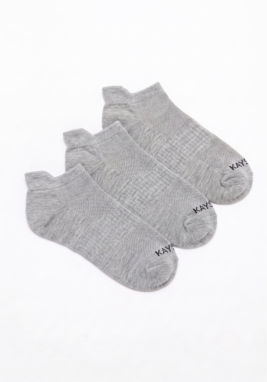 TRIPACK CALCETIN TOBILLEROS DE ALGODÓN GRIS DE HOMBRE