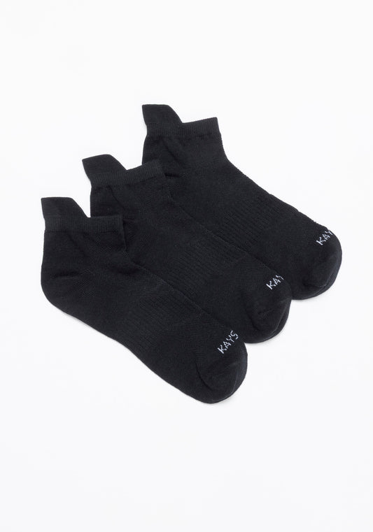 TRIPACK CALCETIN TOBILLEROS DE ALGODÓN NEGRO DE HOMBRE