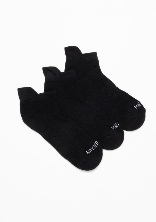 PACK X3 CALCETIN TOBILLEROS DE ALGODÓN NEGRO DE MUJER