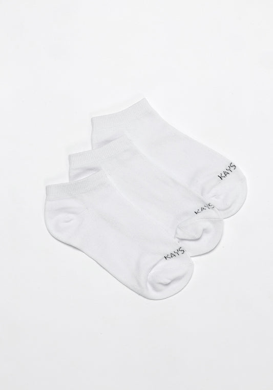 TRIPACK CALCETIN TOBILLERO DE ALGODÓN BLANCO DE UNISEX