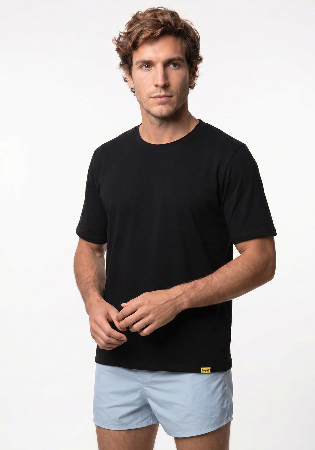 POLERA MANGA CORTA DE ALGODÓN HEY NEGRO DE HOMBRE