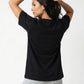 POLERA MANGA CORTA DE ALGODÓN HEY NEGRO DE MUJER