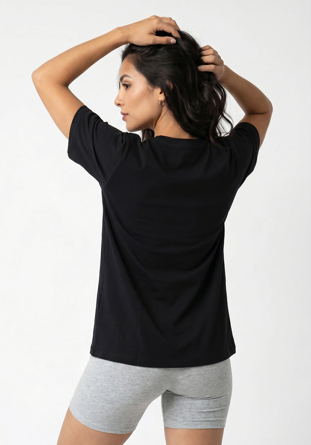 POLERA MANGA CORTA DE ALGODÓN HEY NEGRO DE MUJER
