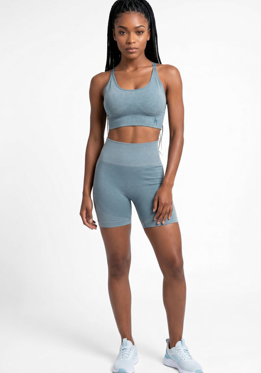 CALZA CORTA SEAMLESS HEY AZUL DE MUJER