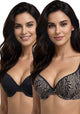 BIPACK SOSTEN MICROFIBRA PUSH UP NEGRO MUJER