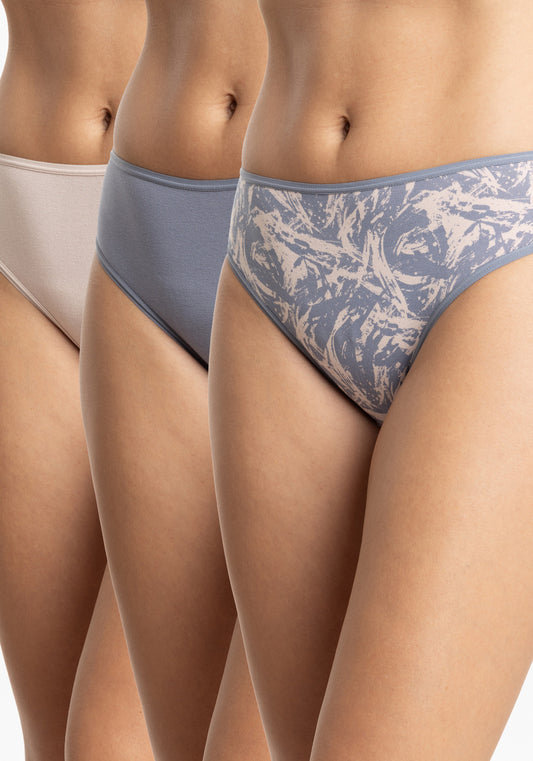 TRIPACK CALZÓN TIRO MEDIO DE ALGODÓN HI LEGGS AZUL DE MUJER