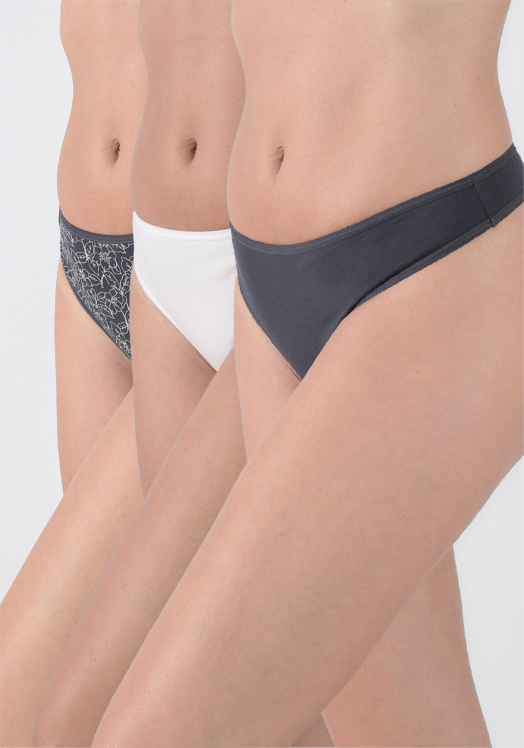 TRIPACK COLALESS ALGODÓN GRIS MUJER
