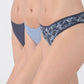 TRIPACK BIKINI ALGODÓN AZUL MUJER