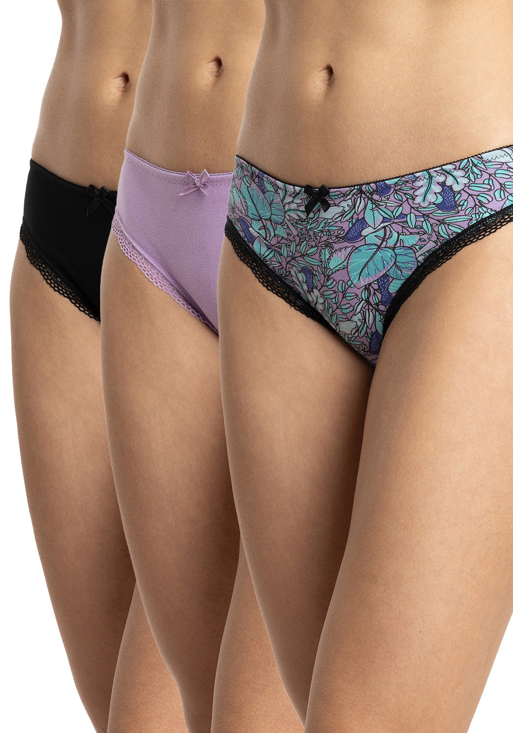 TRIPACK BIKINI DE ALGODÓN LILA DE MUJER
