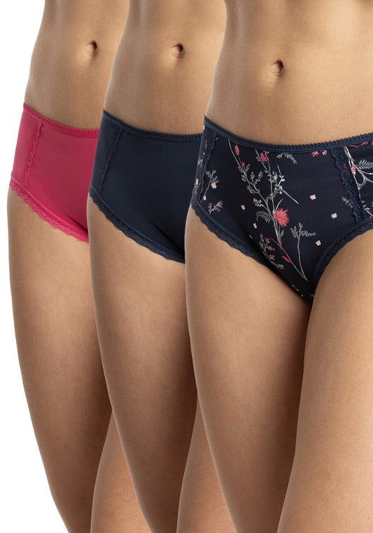 TRIPACK PANTALETA DE MICROFIBRA AZUL MARINO DE MUJER