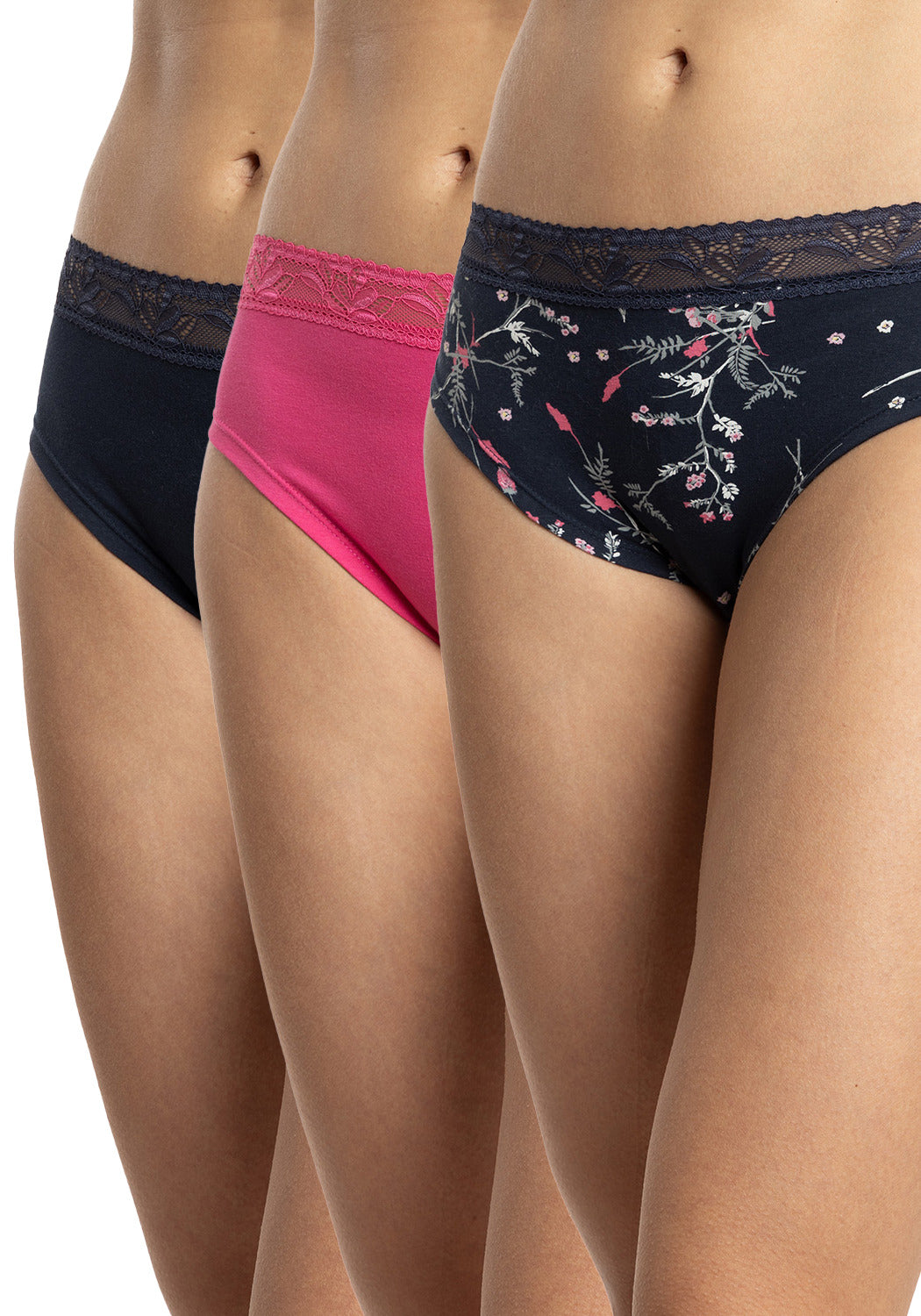 TRIPACK PANTALETA DE ALGODÓN AZUL MARINO DE MUJER