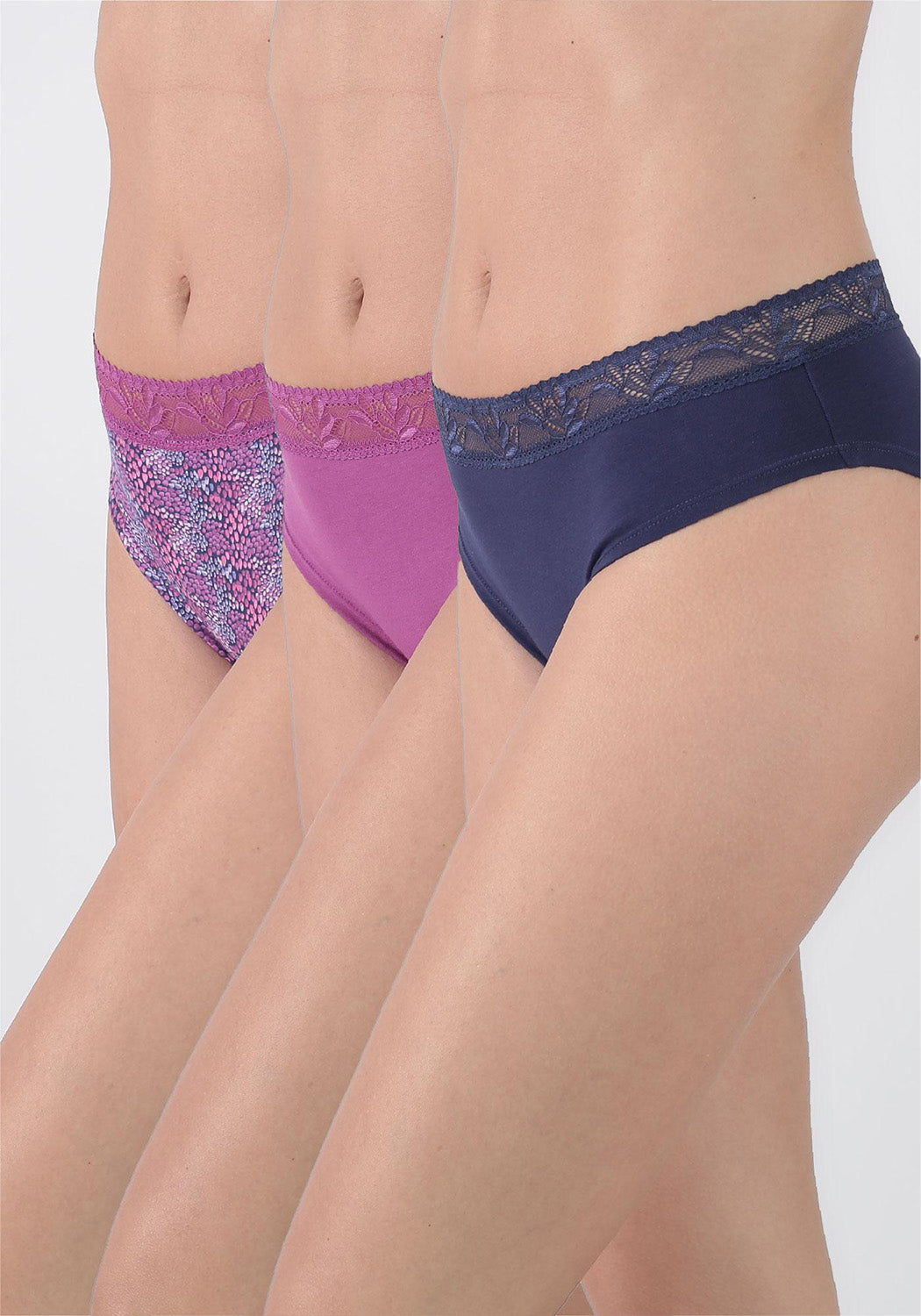 TRIPACK PANTALETA ALGODÓN MORADO MUJER