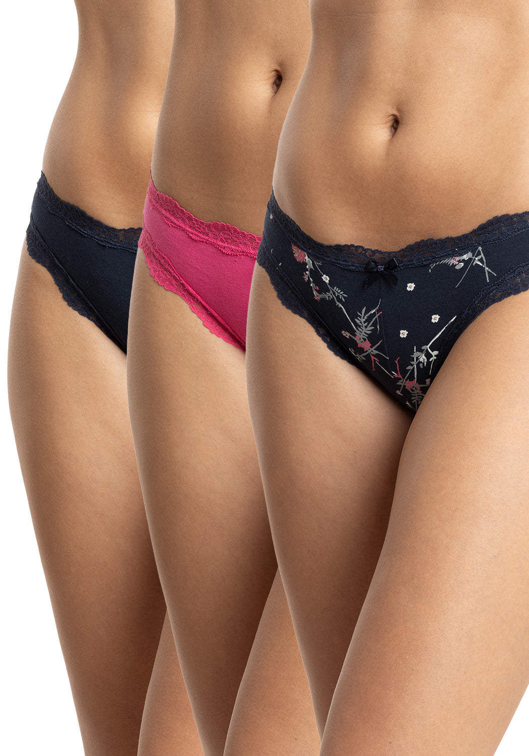 TRIPACK CULOTTE DE ALGODÓN AZUL MARINO DE MUJER