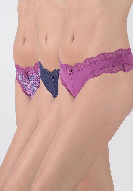 TRIPACK CULOTTE ALGODÓN MORADO MUJER