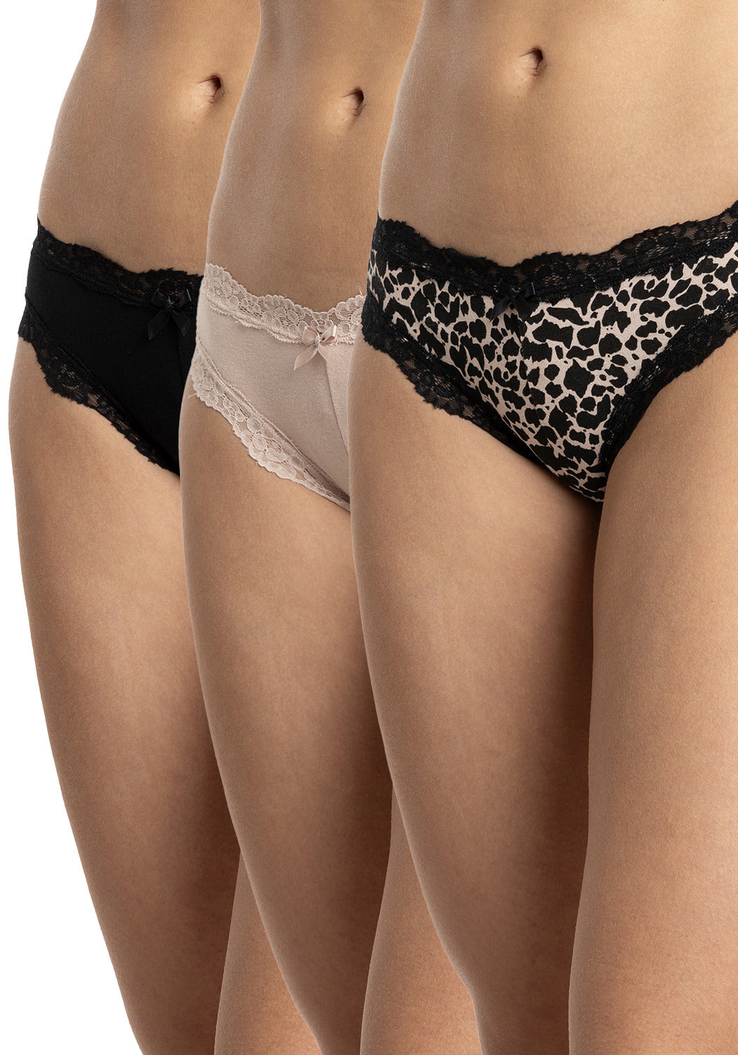 TRIPACK CULOTTE DE ALGODÓN NEGRO DE MUJER