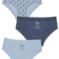 TRIPACK PANTALETA ALGODON CELESTE TEENS MUJER