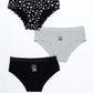 TRIPACK PANTALETA DE ALGODÓN NEGRO TEENS MUJER