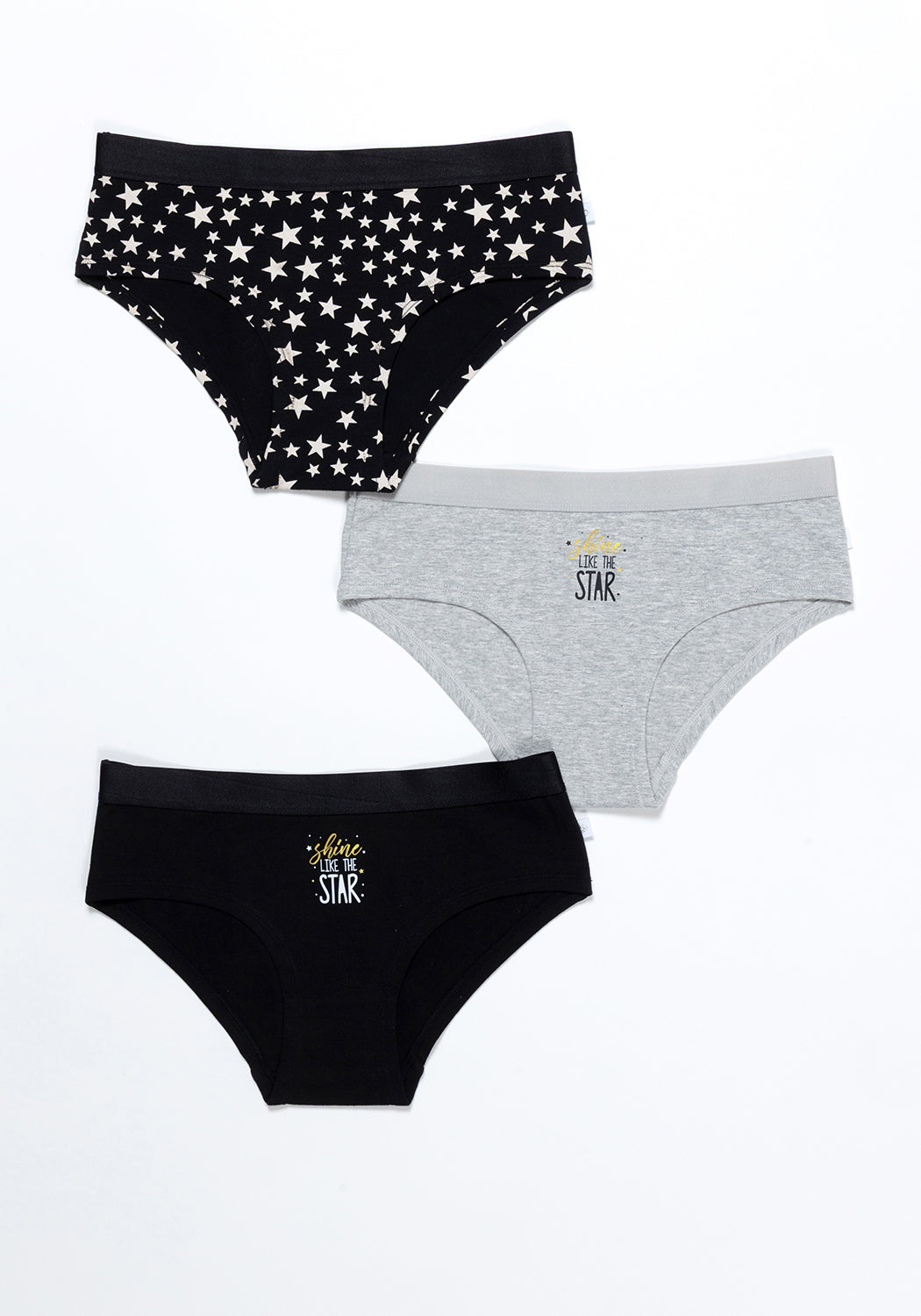 TRIPACK PANTALETA DE ALGODÓN NEGRO TEENS MUJER