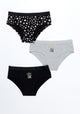 TRIPACK PANTALETA DE ALGODÓN NEGRO TEENS MUJER