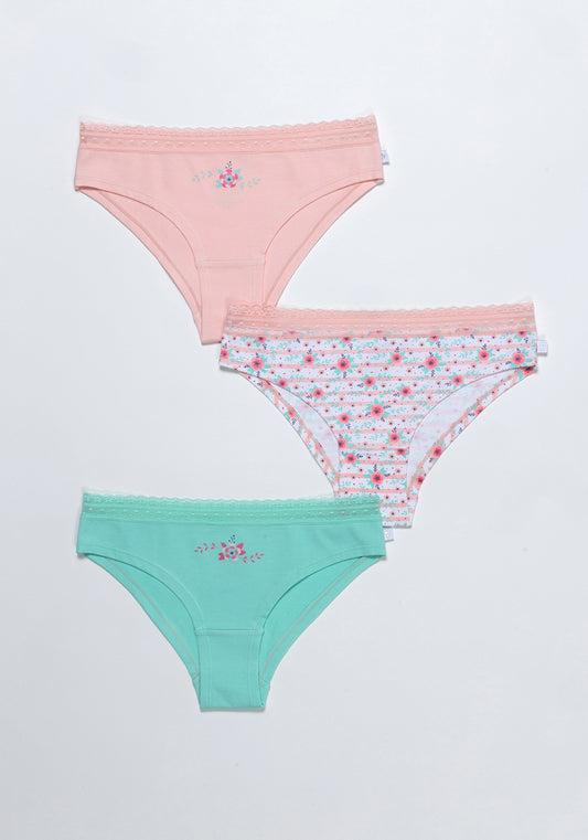TRIPACK BIKINI DE ALGODÓN ROSADO DE TEENS MUJER