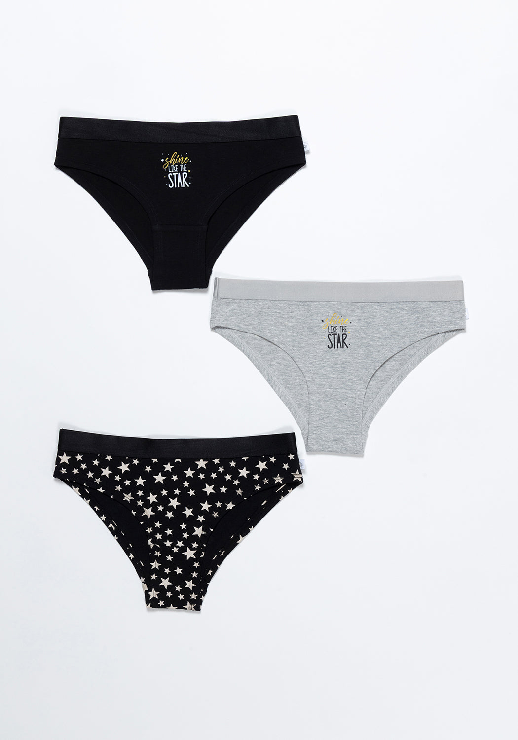 TRIPACK BIKINI DE ALGODÓN NEGRO DE TEENS MUJER