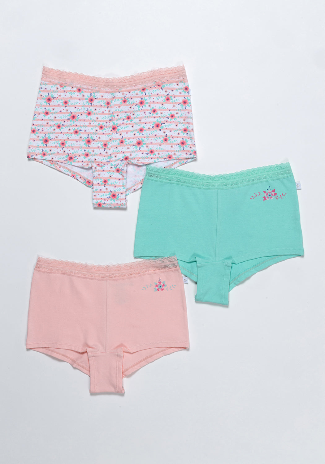 TRIPACK PANTALETA DE ALGODÓN ROSADO DE TEENS MUJER