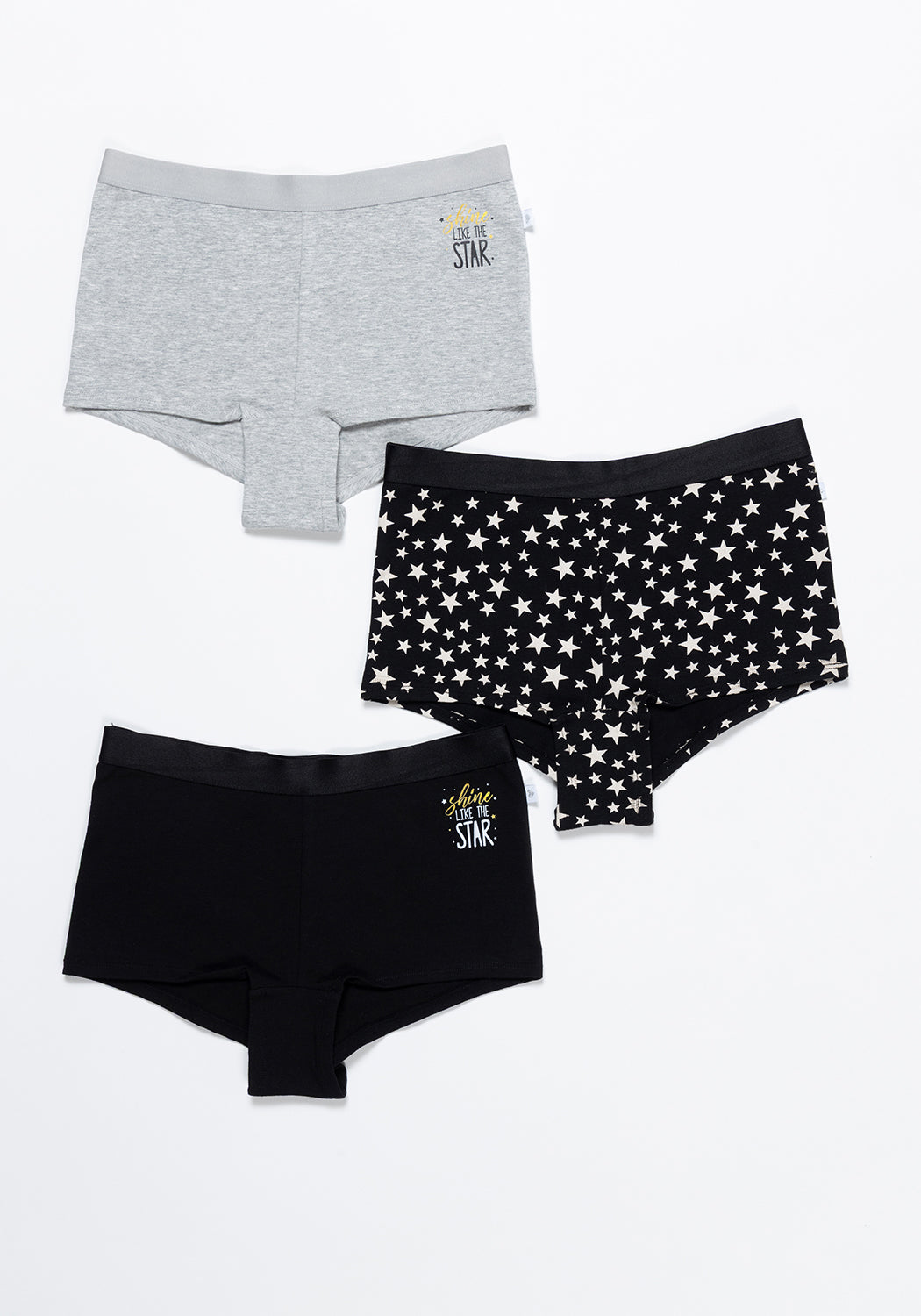 TRIPACK PANTALETA DE ALGODÓN NEGRO DE TEENS MUJER
