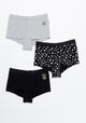TRIPACK PANTALETA DE ALGODÓN NEGRO DE TEENS MUJER