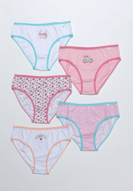 PACK 5 BIKINI DE ALGODÓN ROSADO DE TEENS MUJER