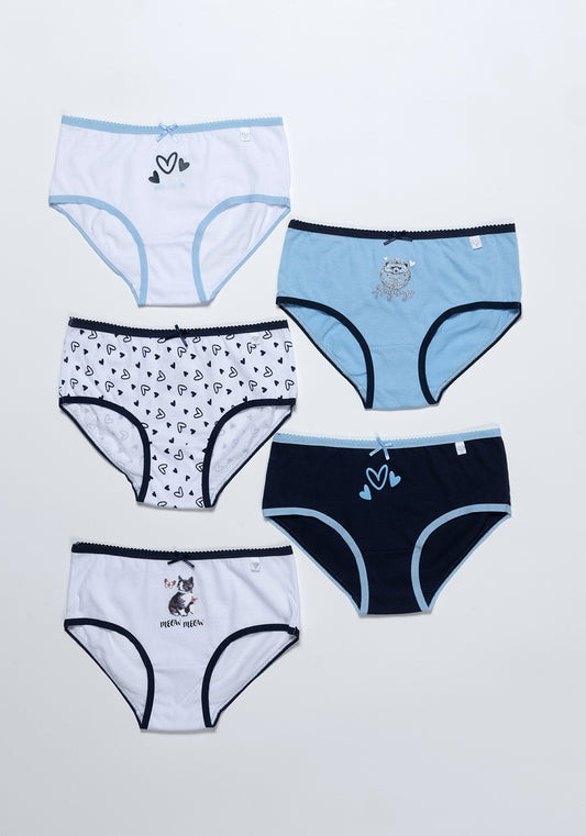 PACK 5 BIKINI DE ALGODÓN AZUL DE KIDS MUJER