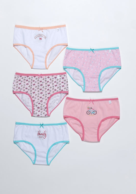 PACK 5 BIKINI DE ALGODÓN ROSADO DE KIDS MUJER