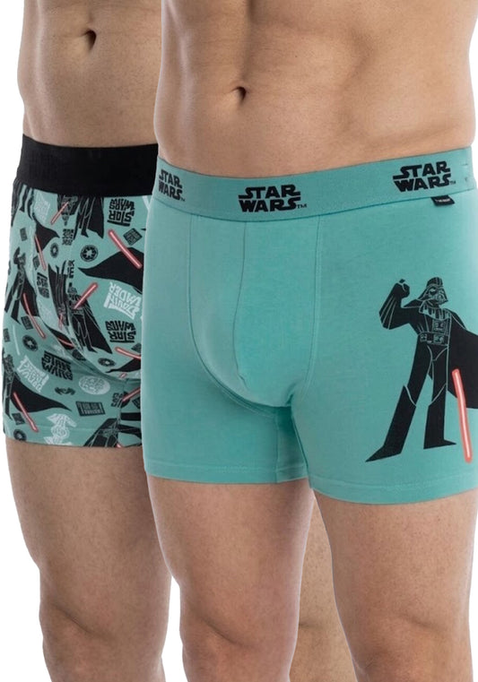 BIPACK BÓXER LARGO DE ALGODÓN STAR WARS VERDE DE HOMBRE
